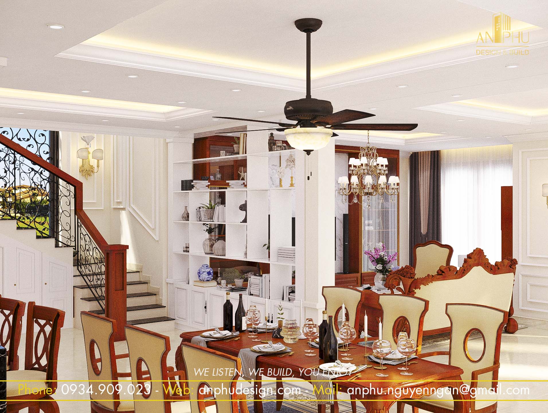Không gian được bố trí quạt trần