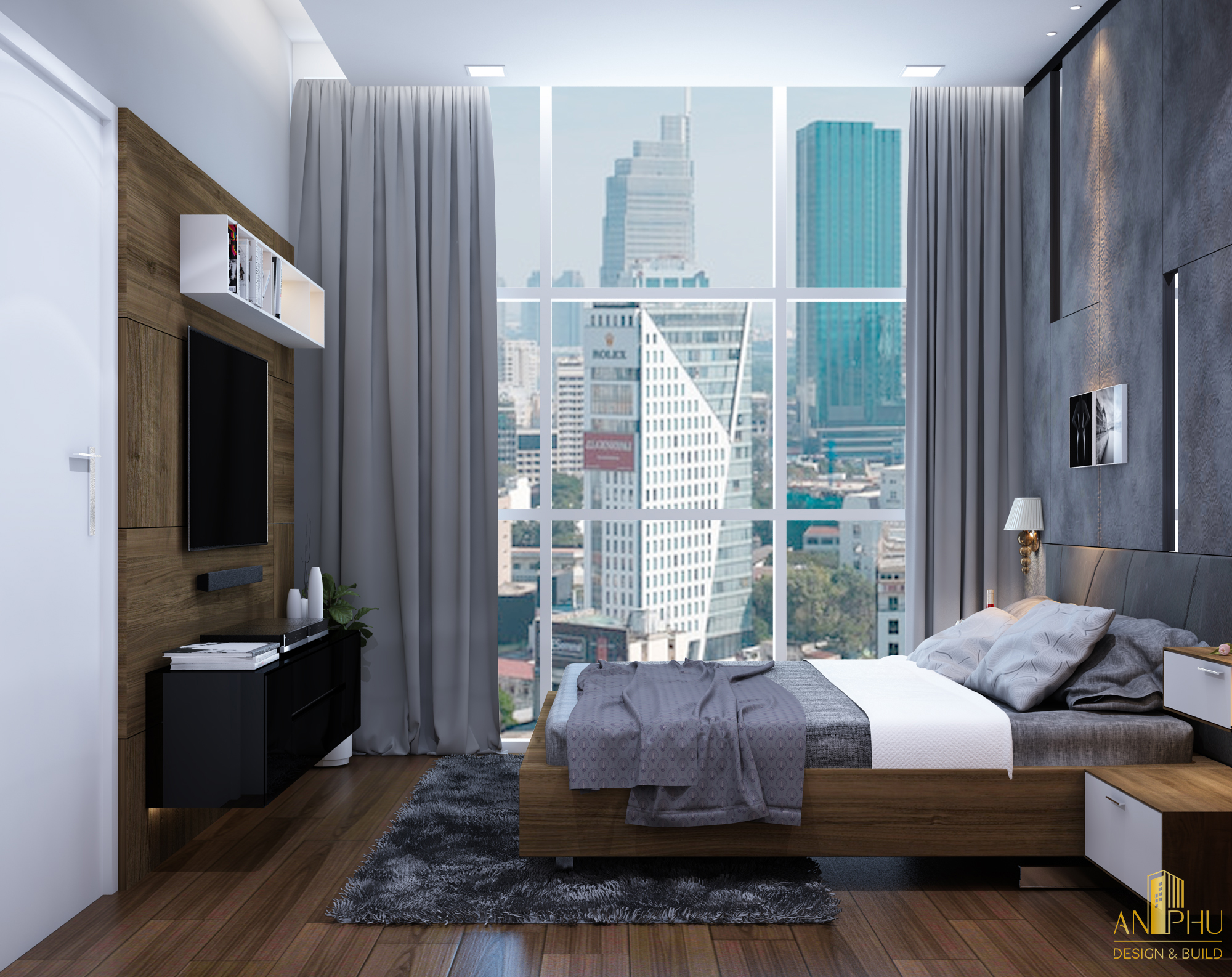 Hệ rèm cửa 2 lớp kết hợp đèn led tối ưu ánh sáng tạo cảm giác thoải mái cho gia chủ 