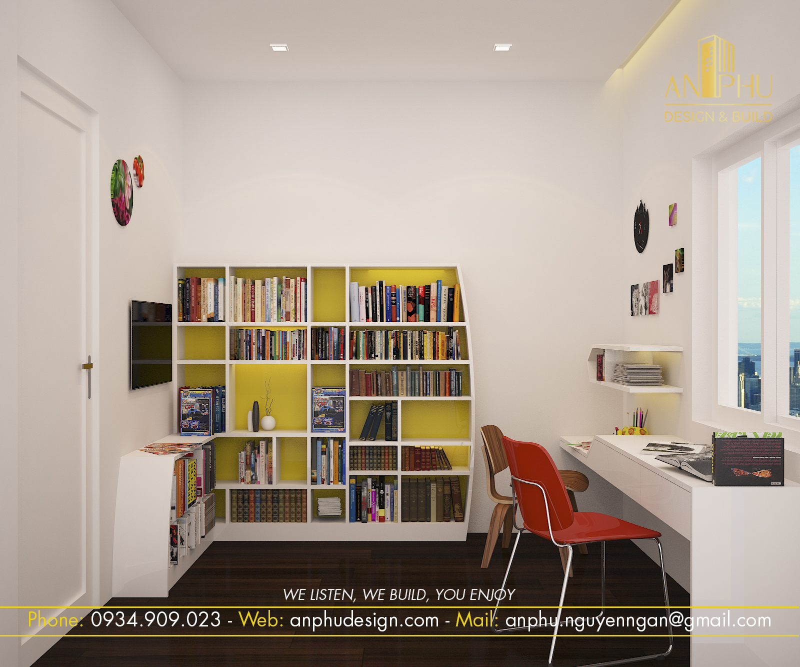 Phòng làm việc được bố trí nội thất đẹp mắt
