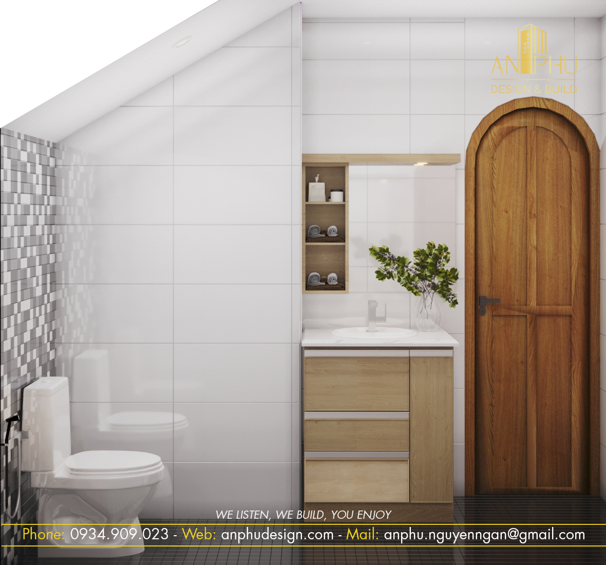 Nhà vệ sinh được ốp gạch toàn bộ tăng sự sạch sẽ và giúp gia chủ dễ dàng vệ sinh hơn